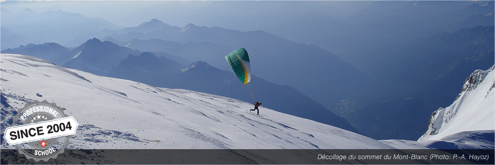 décollage depuis le sommet du mont-blanc